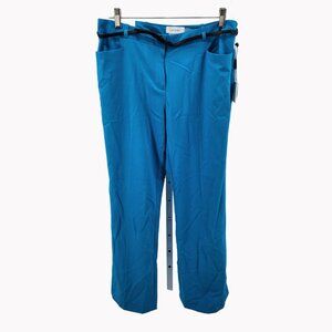 Calvin Klein Size 10P Womens Modern Fit Dress Pants Cerulean Blue With Belt
